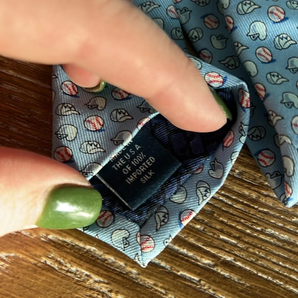 Vineyard Vines Boys Light Blue Tie with Pink Whale Pattern